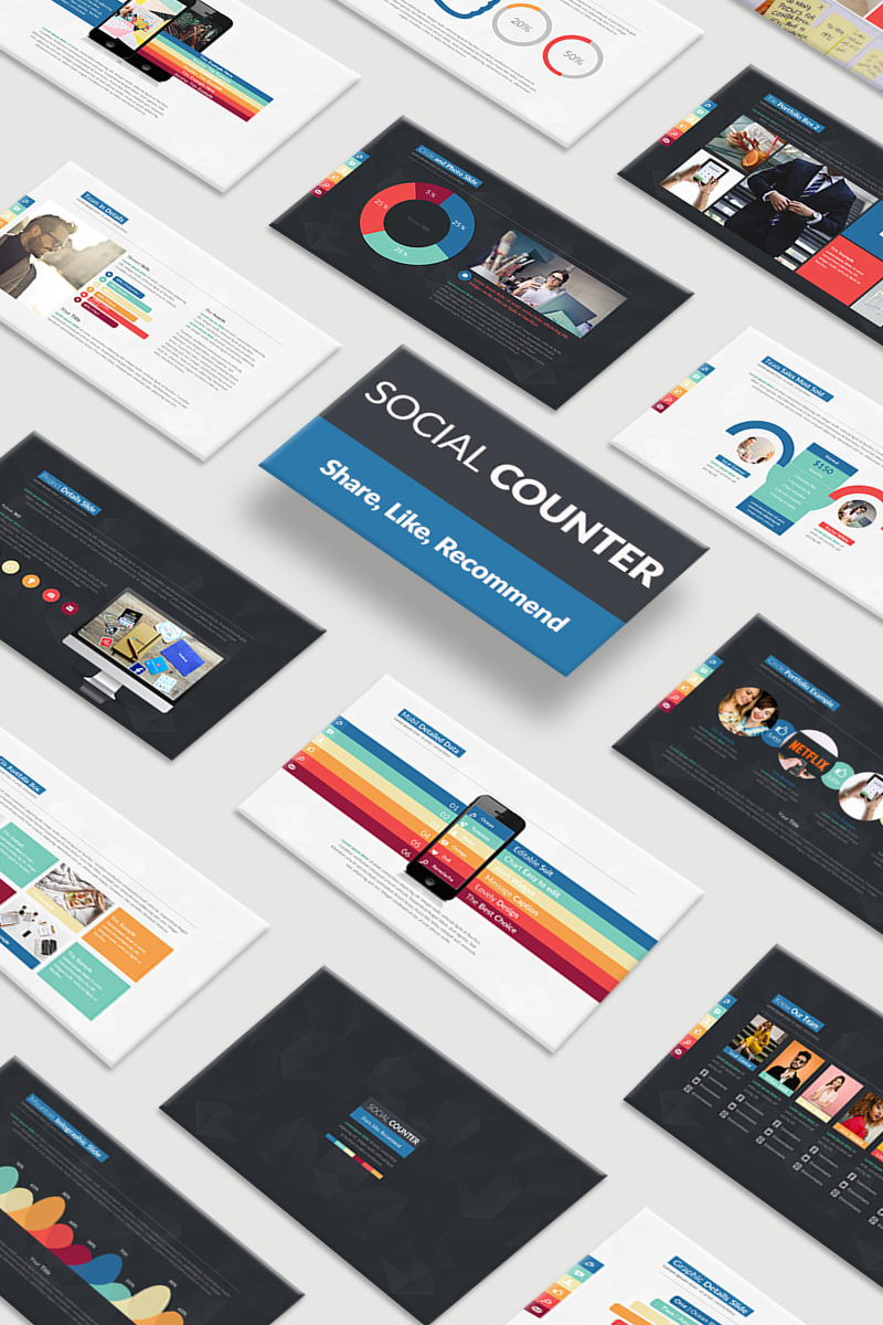 Social Counter PowerPoint template