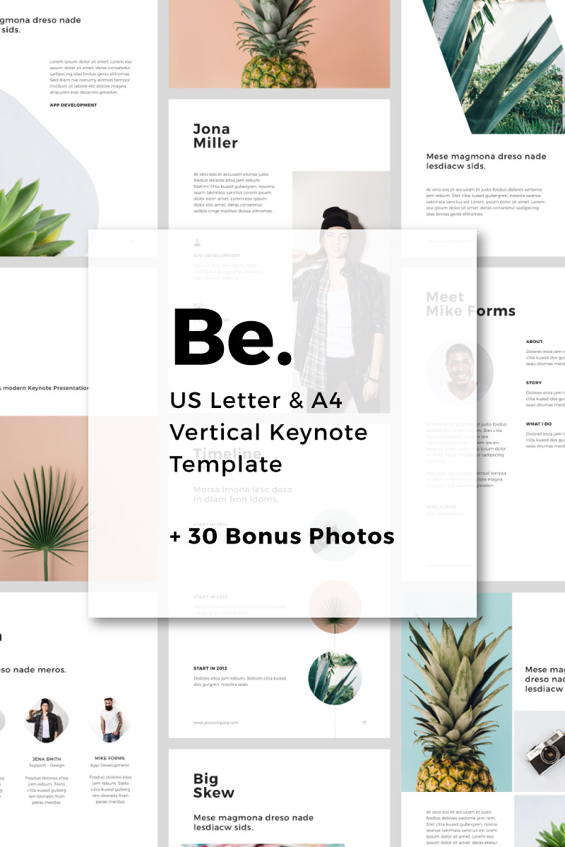 Be - US Letter & A4 Vertical - Keynote template