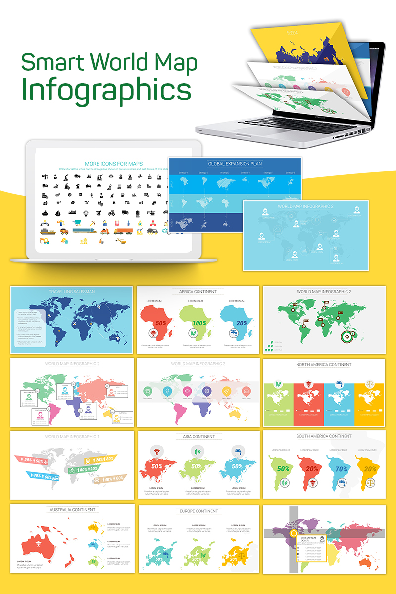 Smart World Map Infographics PowerPoint template