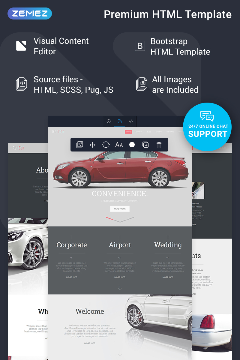 RenCar - Automobile Ready-to-Use Minimal Novi HTML Website Template