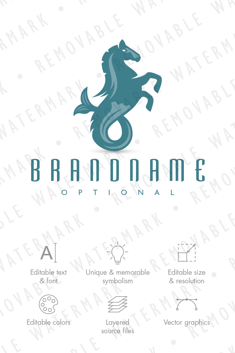 Hippocampus Sea Horse Logo Template