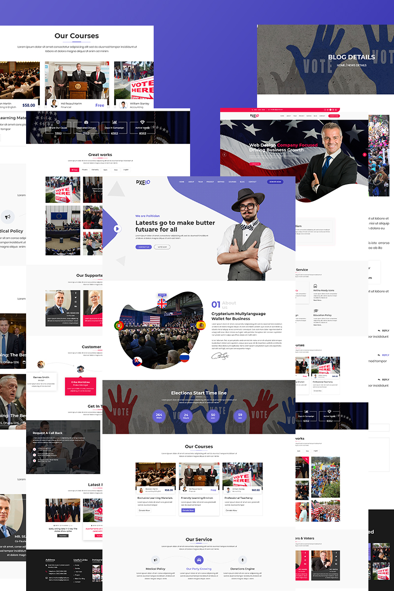 Pxeio – Political Responsive Landing Page Template