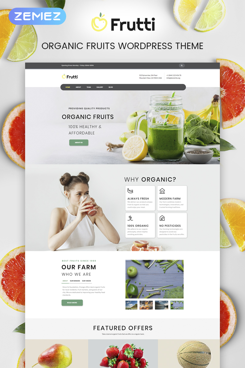 Frutti - Organic Food Multipurpose Classic WordPress Elementor Theme