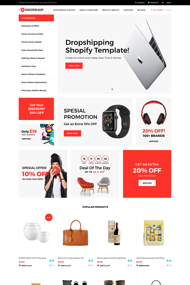 DropShop - Drop Shipping Store Modern Shopify Theme