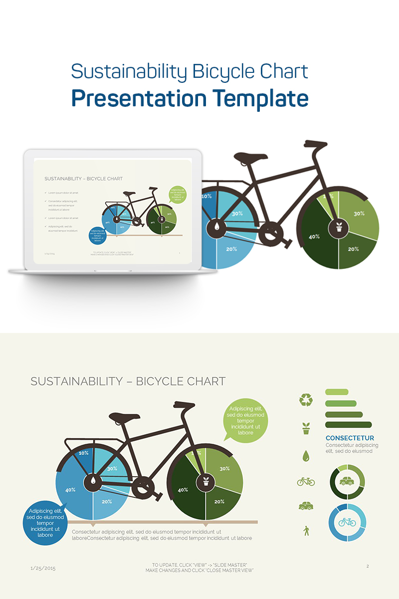 Sustainability Bicycle Chart PowerPoint template