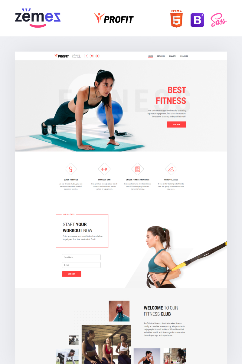 Profit - Sport One Page Minimal Bootstrap4 HTML Landing Page Template