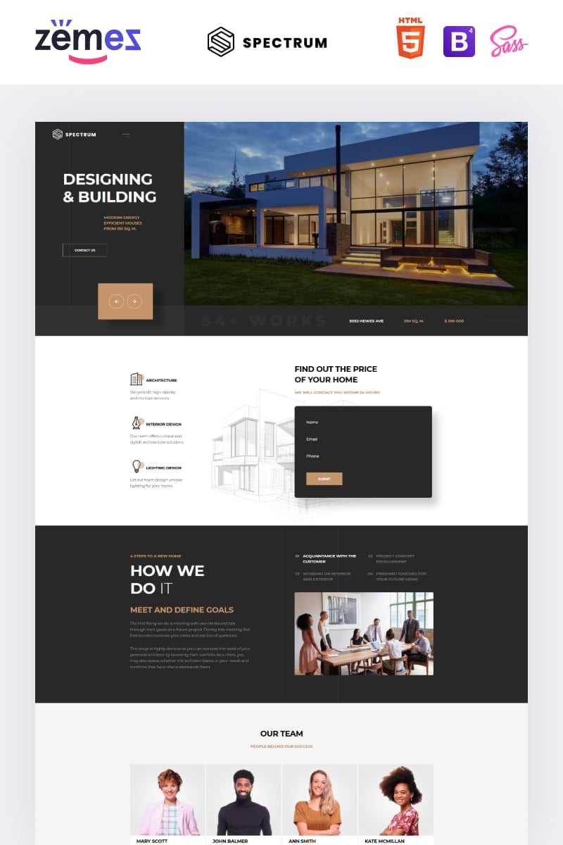 Spectrum - Architecture One Page Modern HTML Landing Page Template