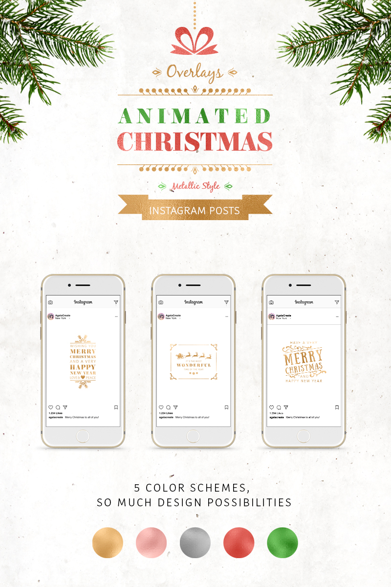 ANIMATED Christmas Posts – Metallic Social Media Template