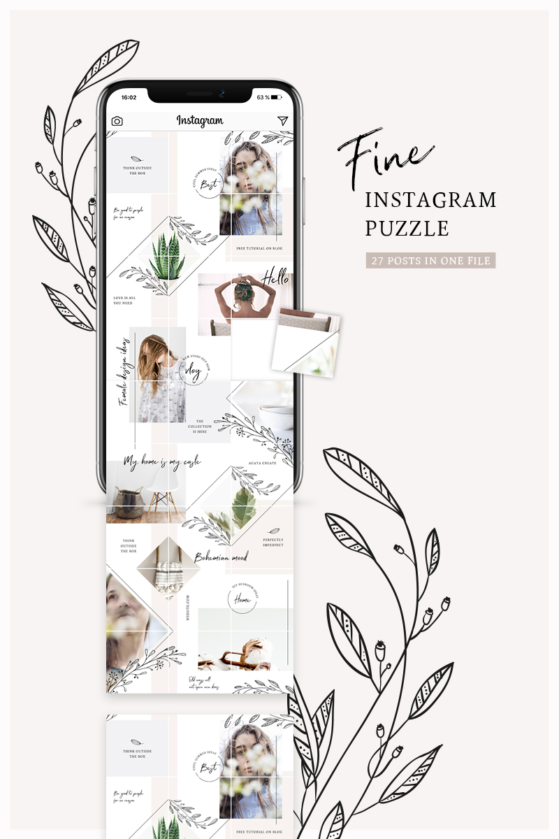 Fine Instagram Puzzle Social Media Template