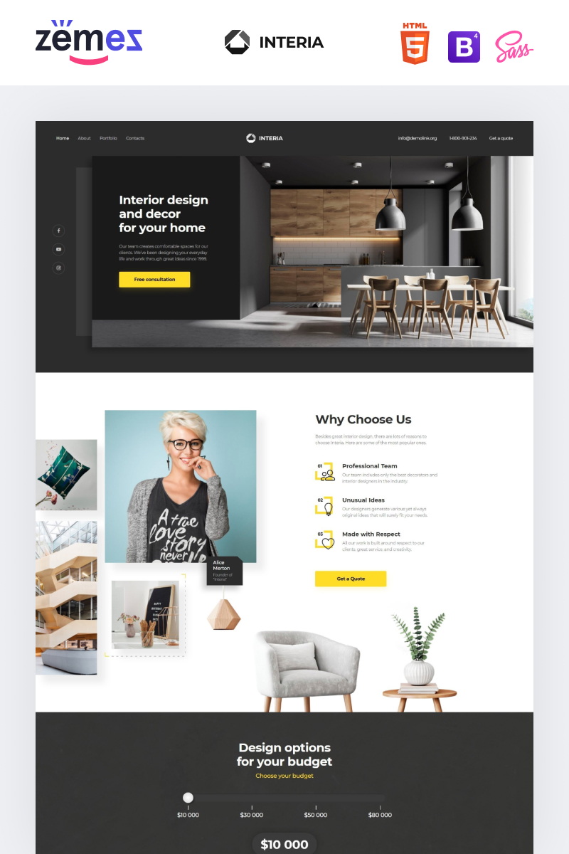 Interia - Design One Page Creative HTML Landing Page Template
