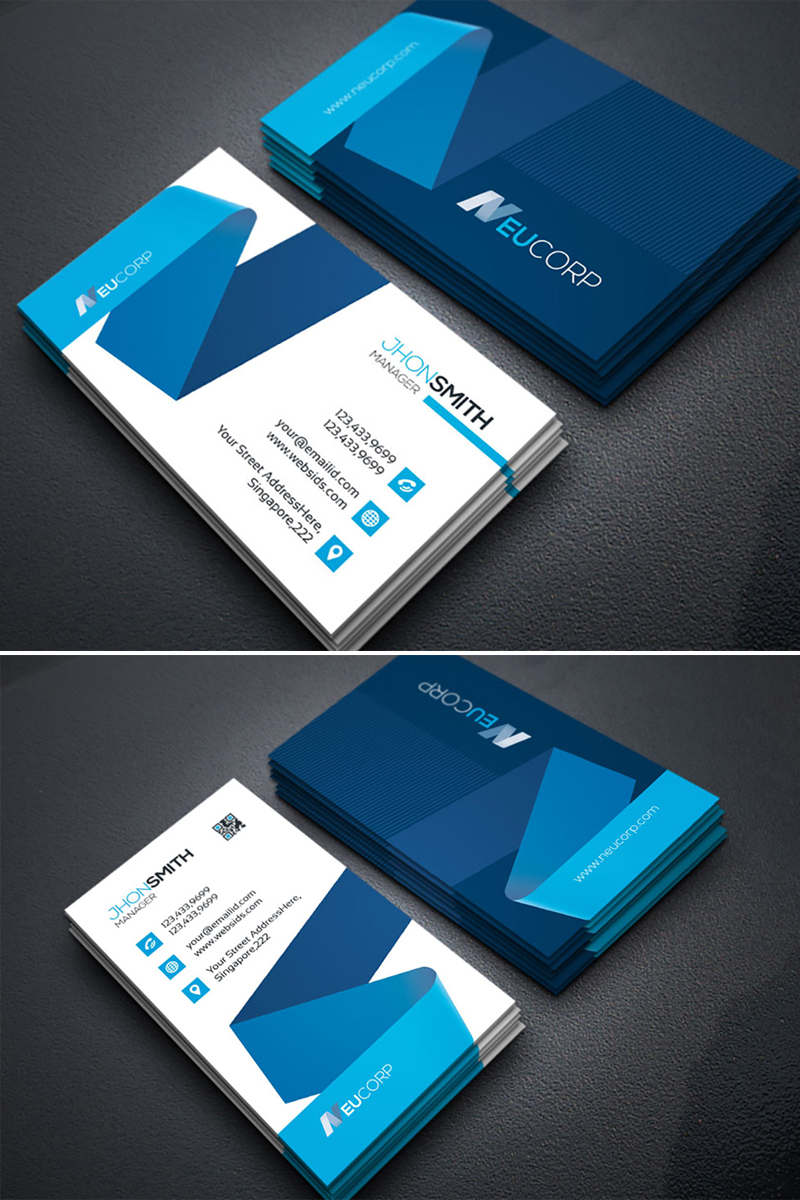 Business Card | vol.08 - Blue 3D Design
