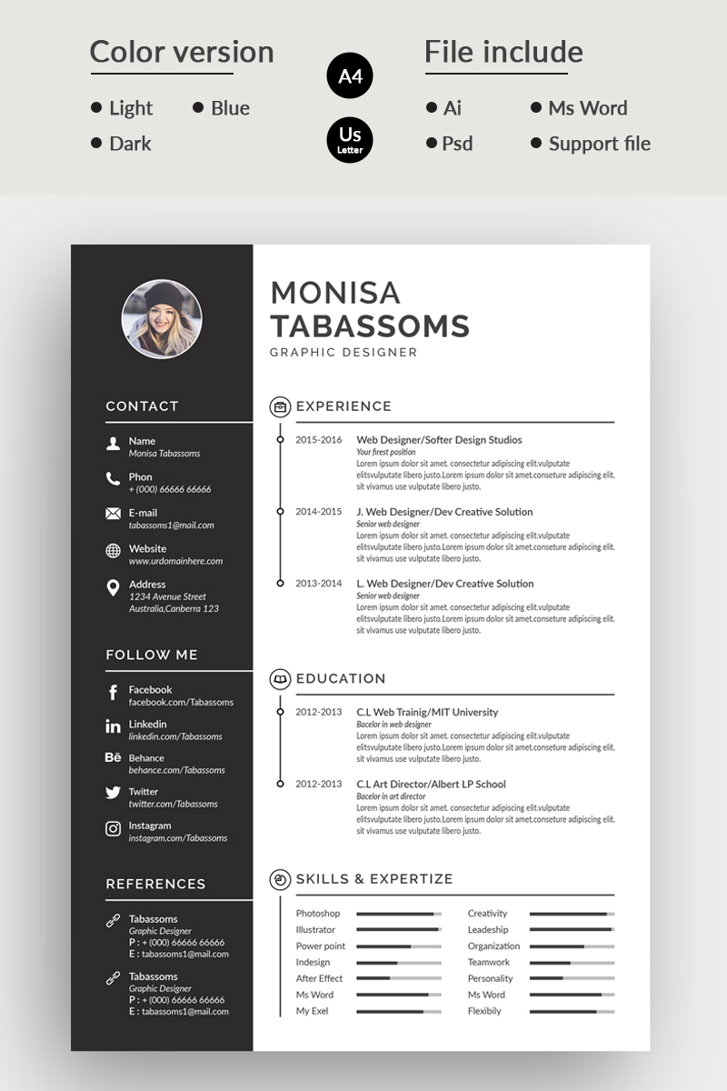 Monisa Tabassoms Modern Resume Template