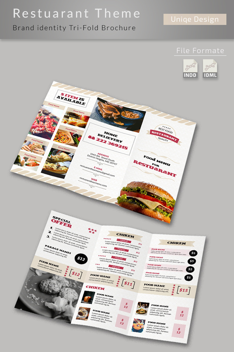 Food Menu Trifold-Brochure - Corporate Identity Template