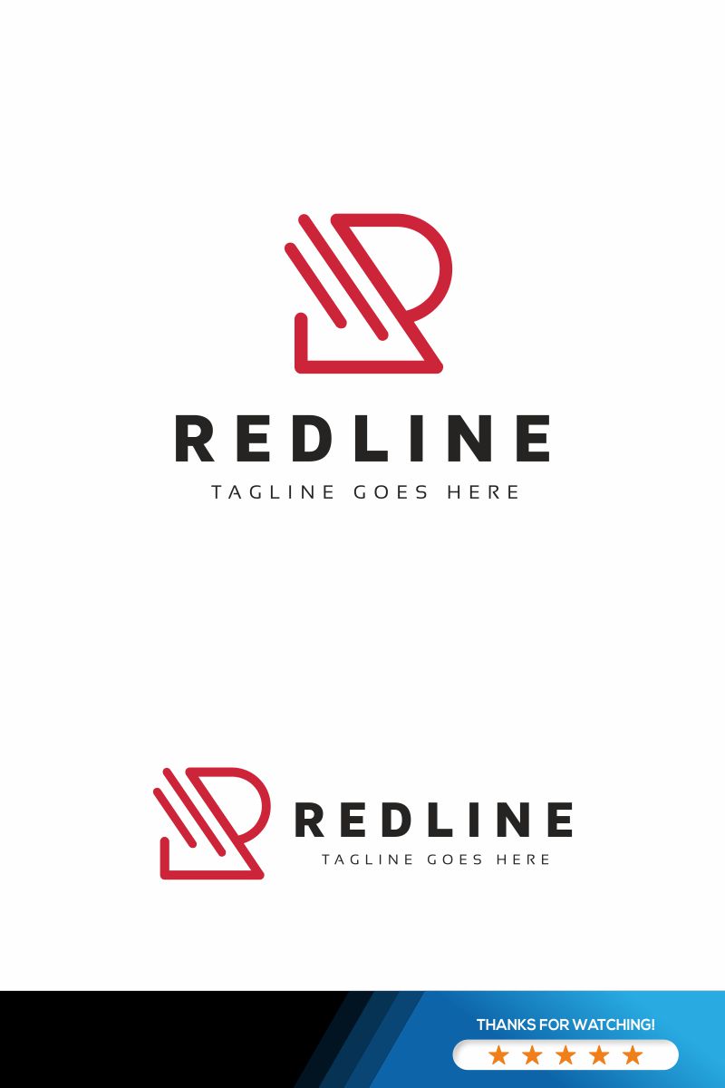 Red Line R Letter Logo Template