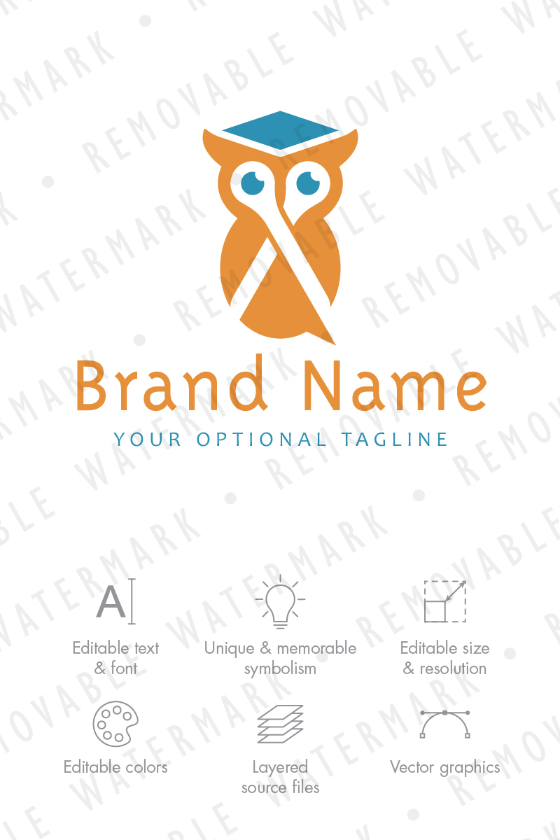 Owl Scissors Logo Template