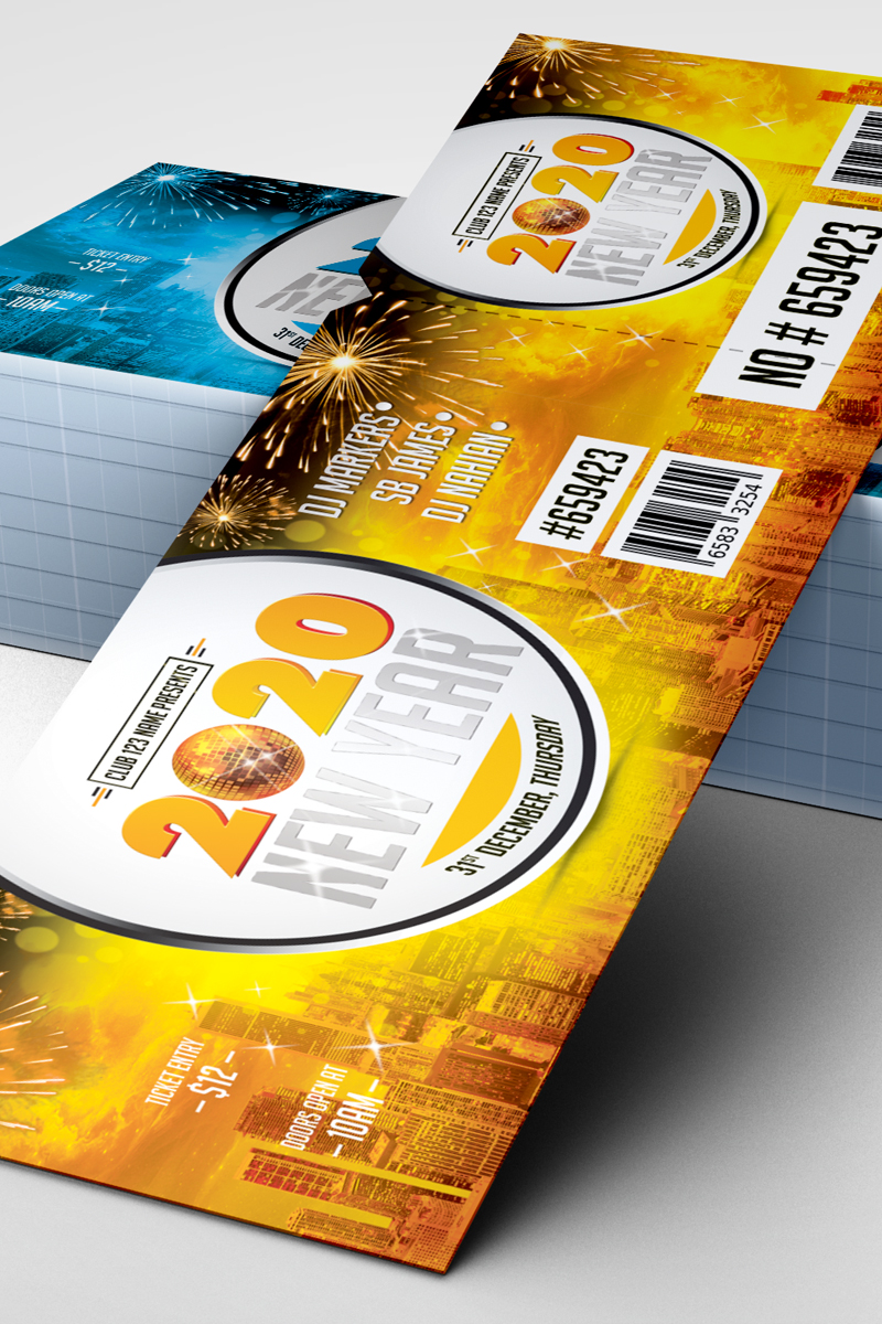 2020 New Year Party Event Ticket Design - Corporate Identity Template