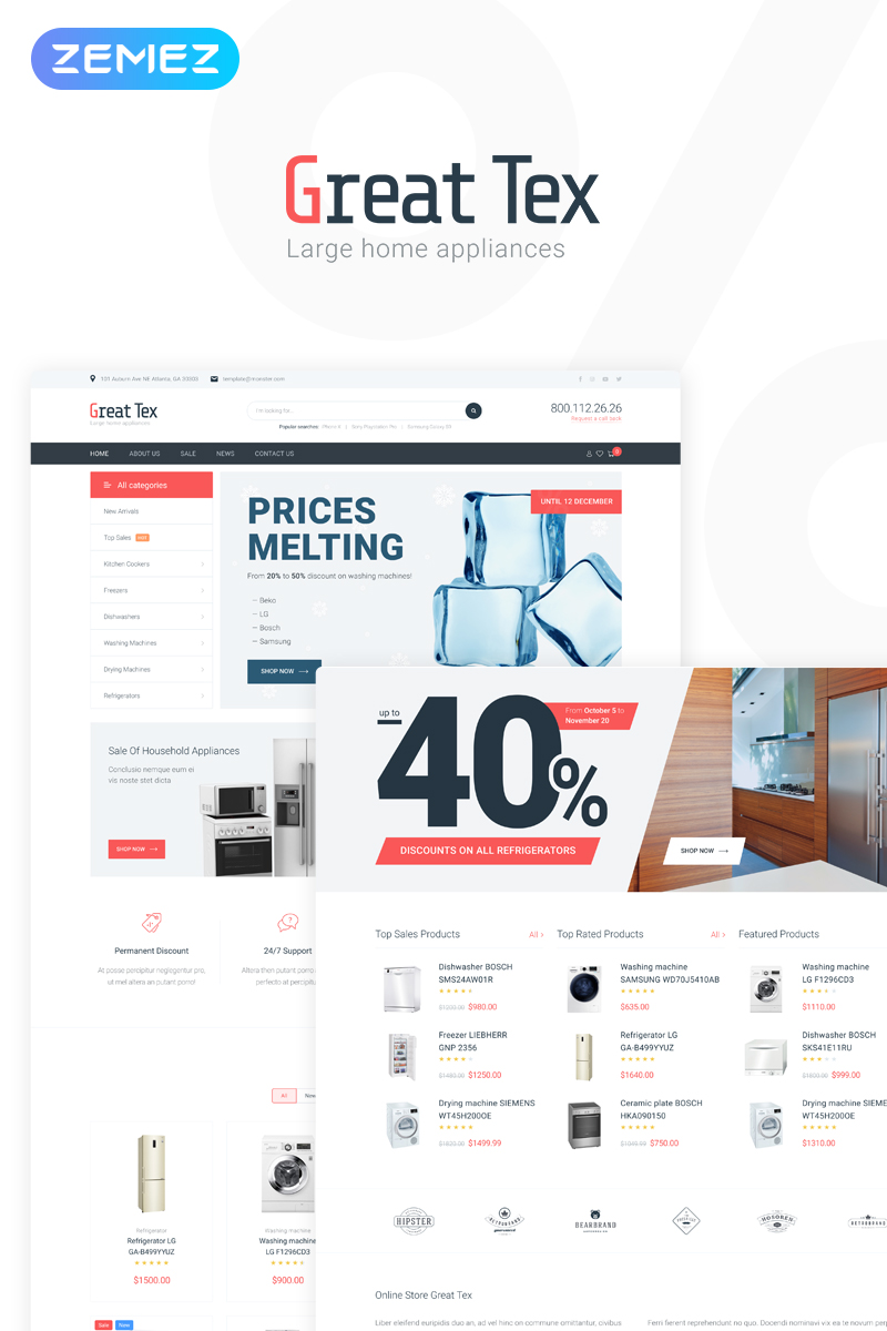 Great Tex - Home Appliances Online Store Multipurpose Clean Elementor WooCommerce Theme