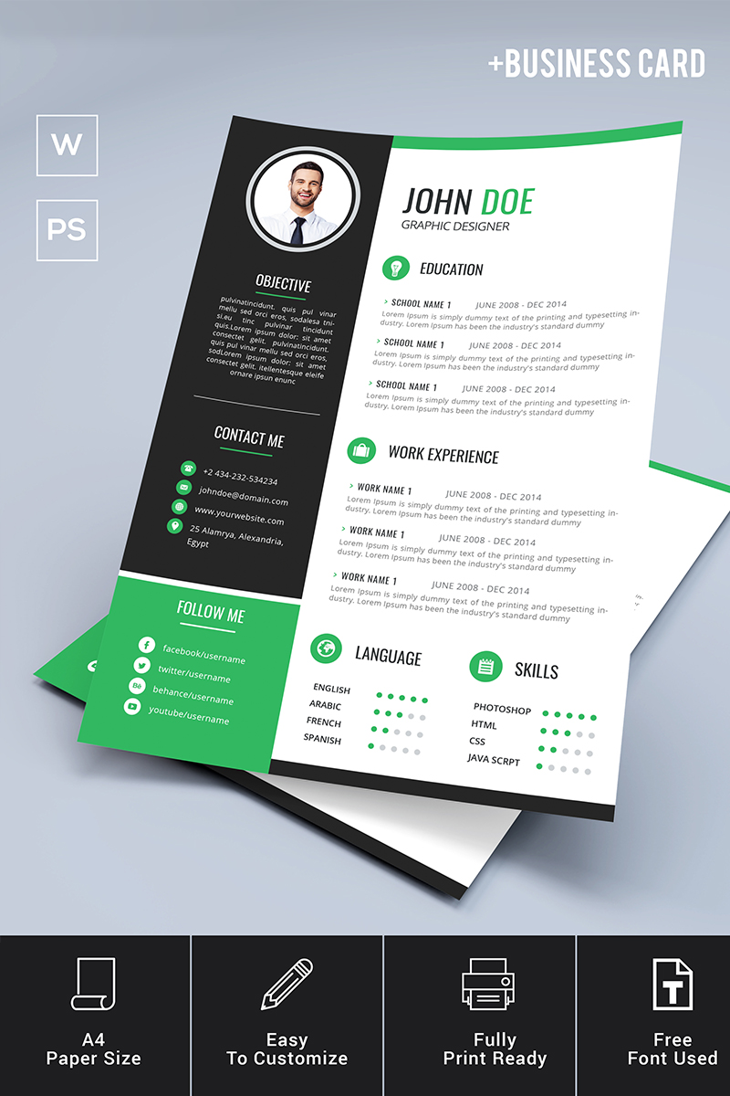 John Doe+Business Card Resume Template