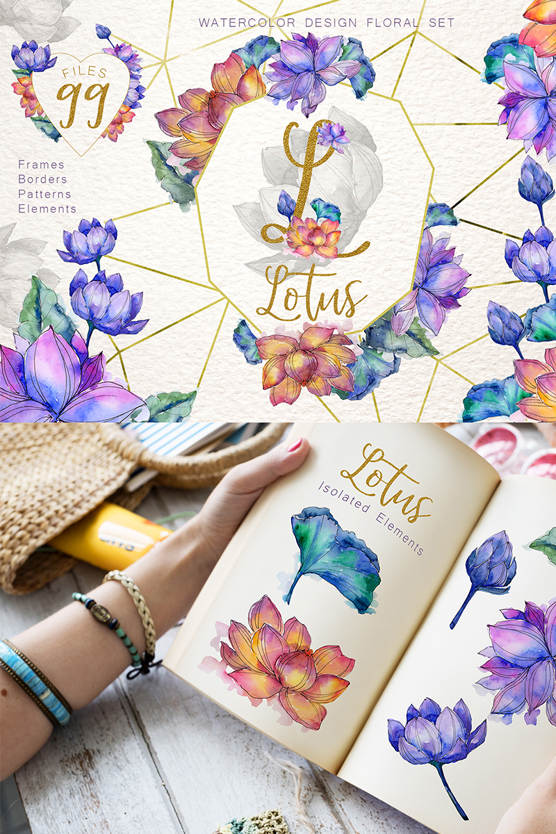 Lotus Watercolor Png - Illustration