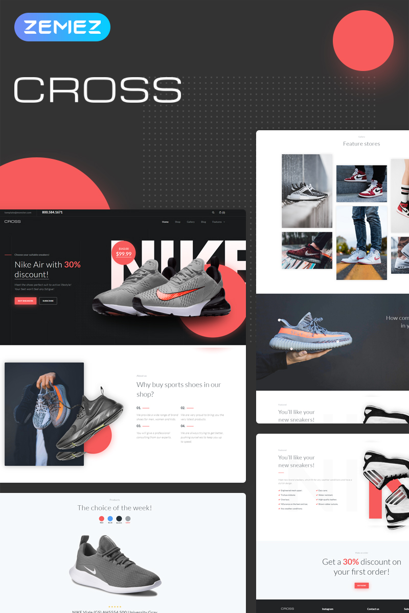 Cross - Athletic & Casual Shoes Store Elementor WooCommerce Theme