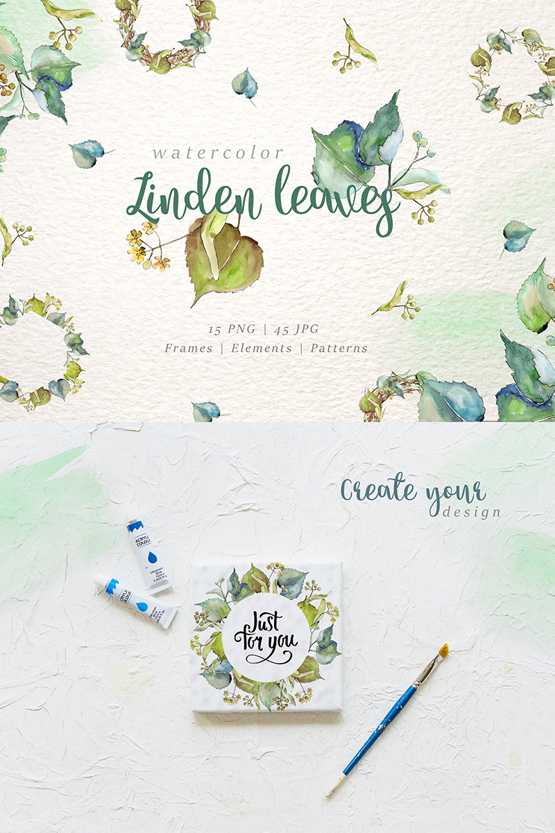 Linden Leaves Watercolor png - Illustration
