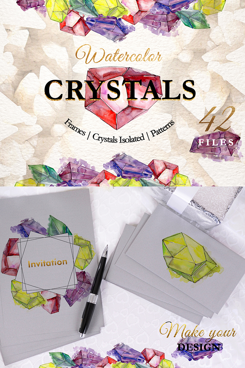 CRYSTALS Watercolor Png - Illustration