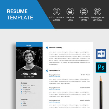 Blue Clean Resume Templates 76479