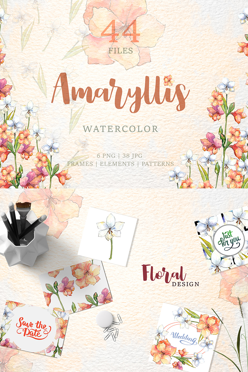 Amaryllis Flowers Watercolor Png - Illustration