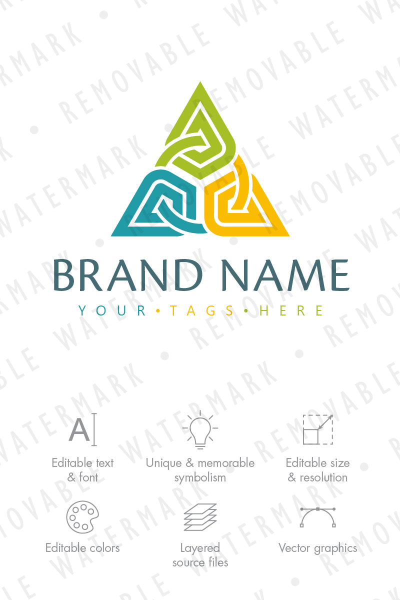 Abstract Chained Triangle Logo Template