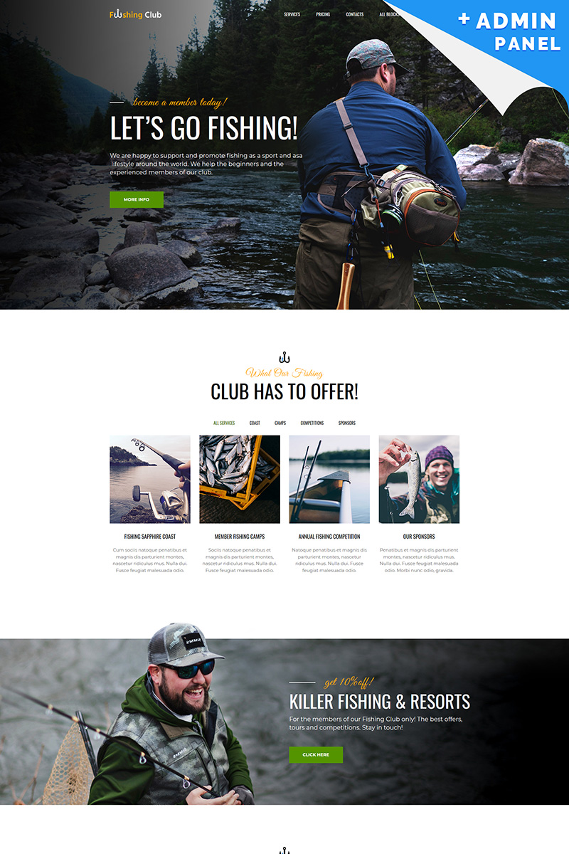 Fishing Club Landing Page Template