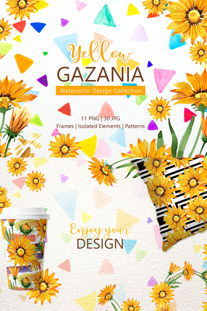 Yellow Gazania Watercolor Png - Illustration