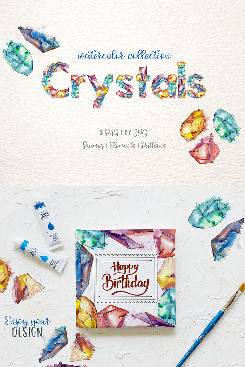 Crystals Watercolor Lilac Ð¡olor png - Illustration