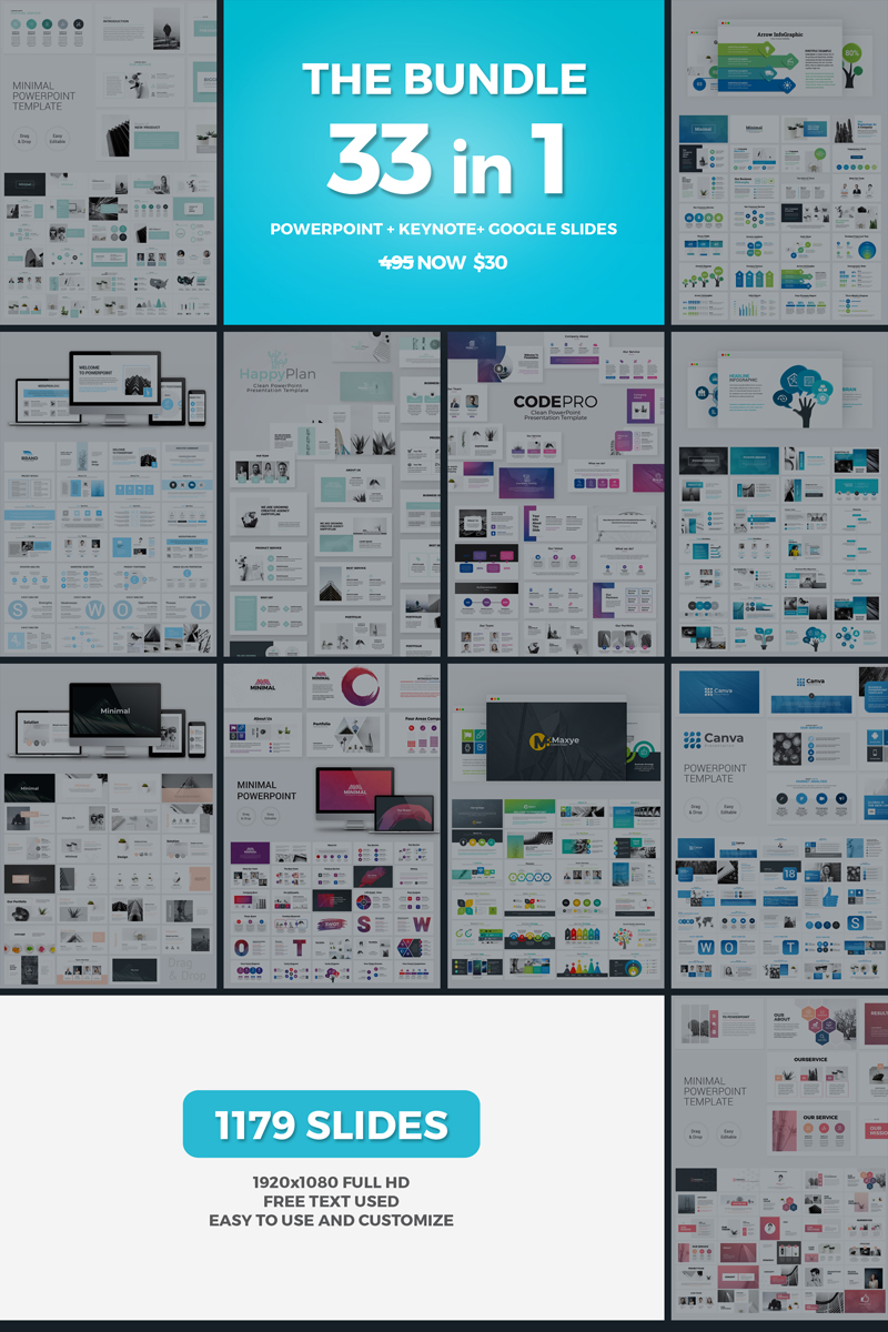 33 Presentation - Powerpoint Keynote Google Slides PowerPoint template