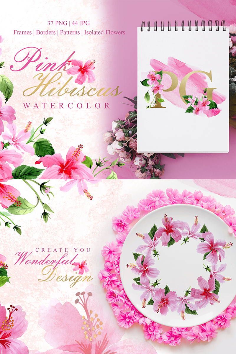 Pink Hibiscus Watercolor Png - Illustration