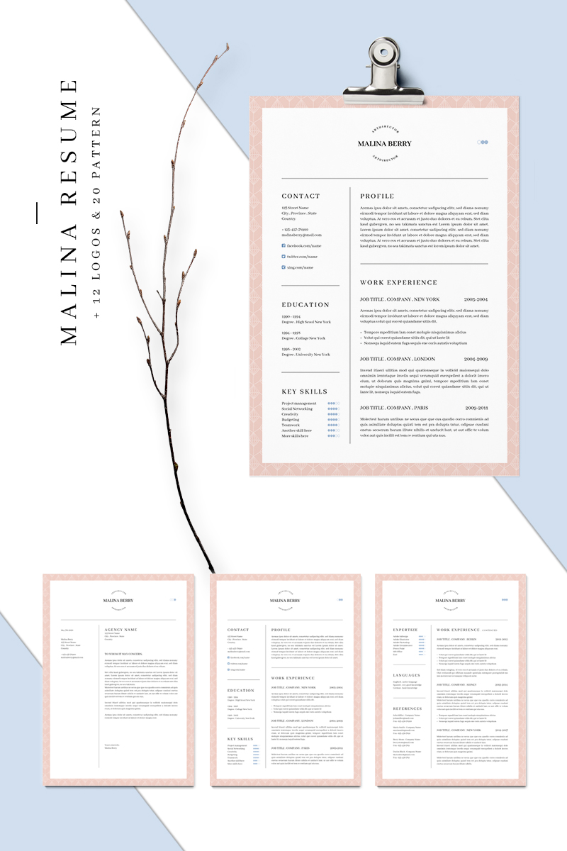 MALINA  - 3 Pages + Bonus Resume Template