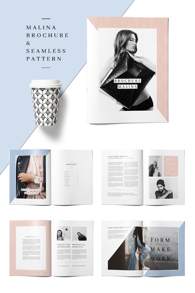MALINA 24 Pages Brochure + 20 Pattern - Corporate Identity Template