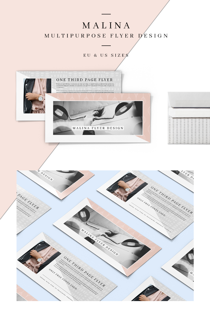 MALINA One Third Page Flyer + Pattern - Corporate Identity Template