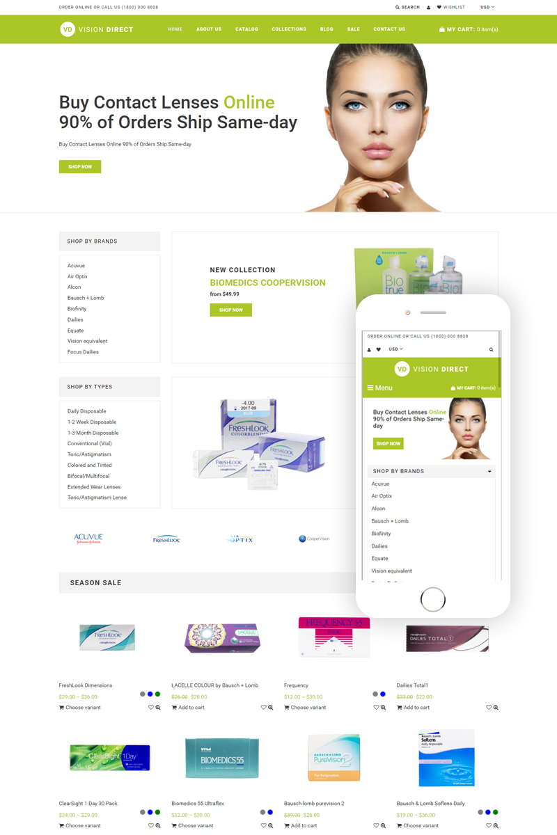 Vision Direct - Contact Lens Easy-to-Navigate Simple Shopify Theme