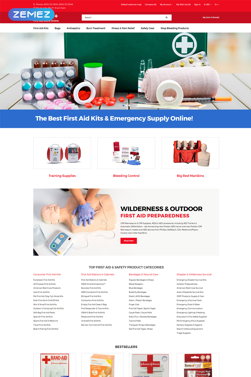 Health+ - First Aid Online Store Clean OpenCart Template