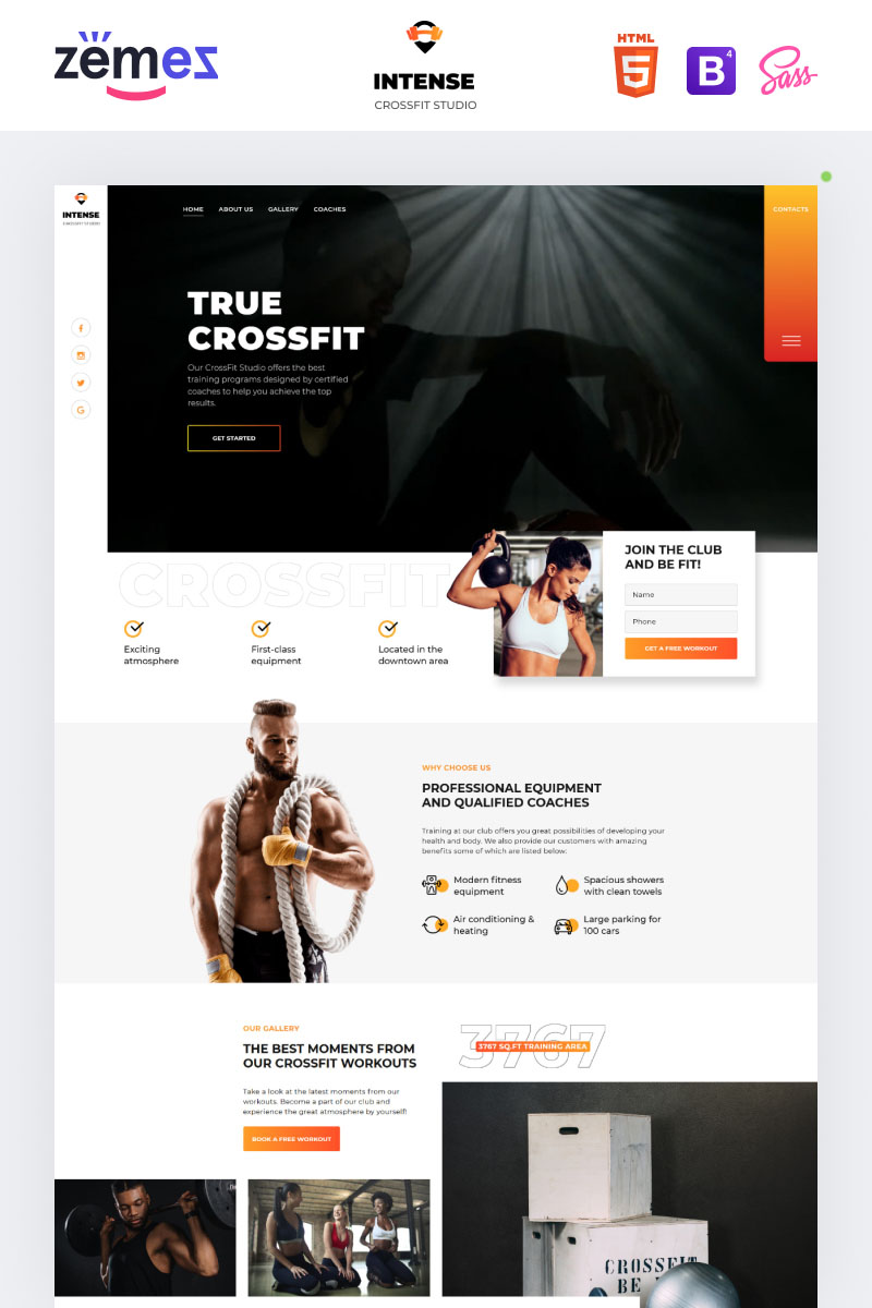 Power - CrossFit Studio One Page Creative HTML5 Landing Page Template