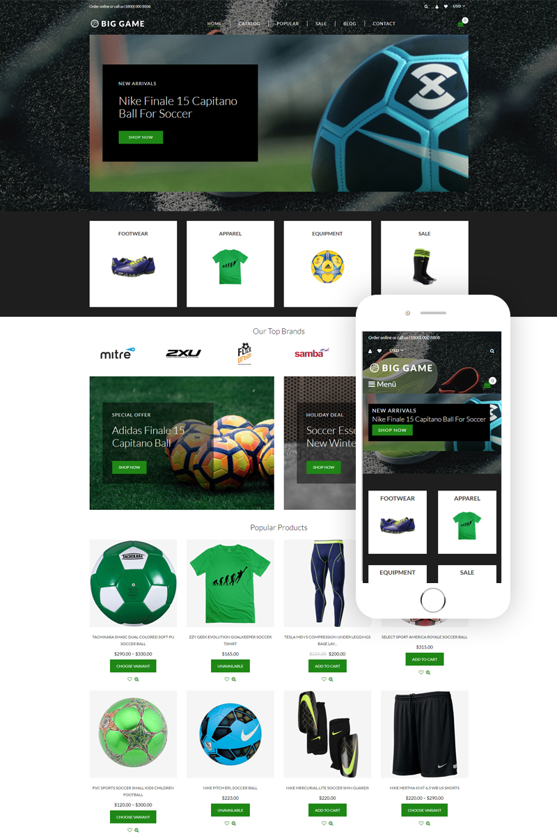 Big Game - Soccer Store Modern Shopify Theme
