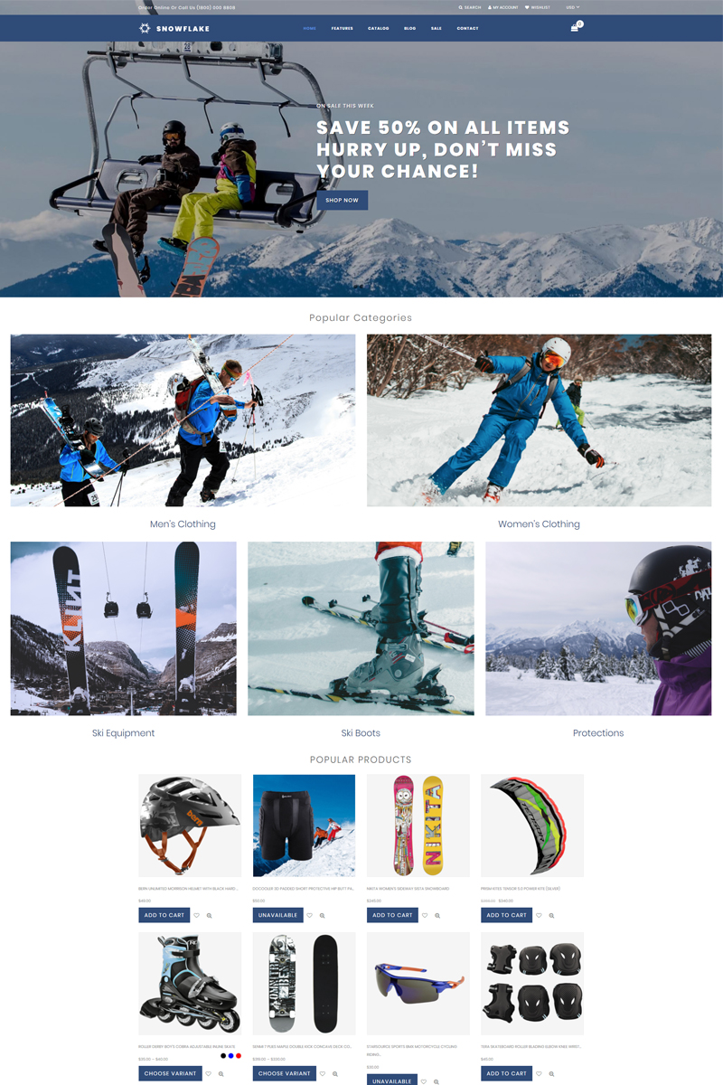 Snowflake - Skiing Online Shop Clean Shopify Theme
