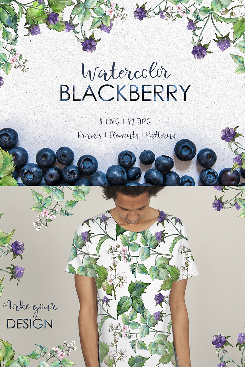 Blackberry Watercolor png - Illustration