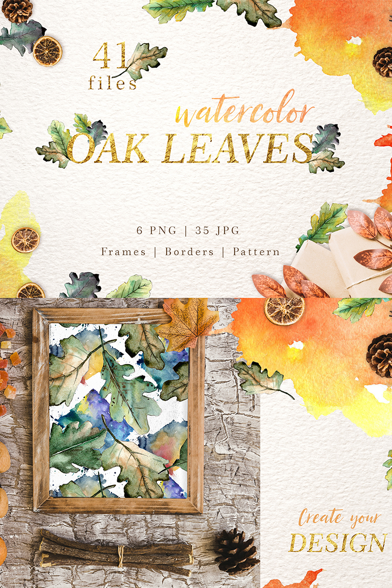 Oak Leaves Watercolor png - Illustration