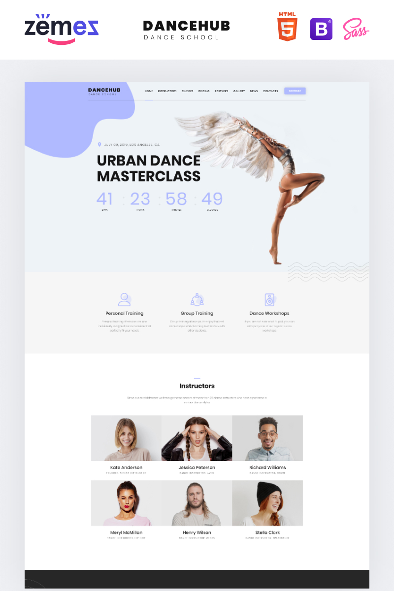 Dancehub - Dance Studio One Page Classic HTML Landing Page Template