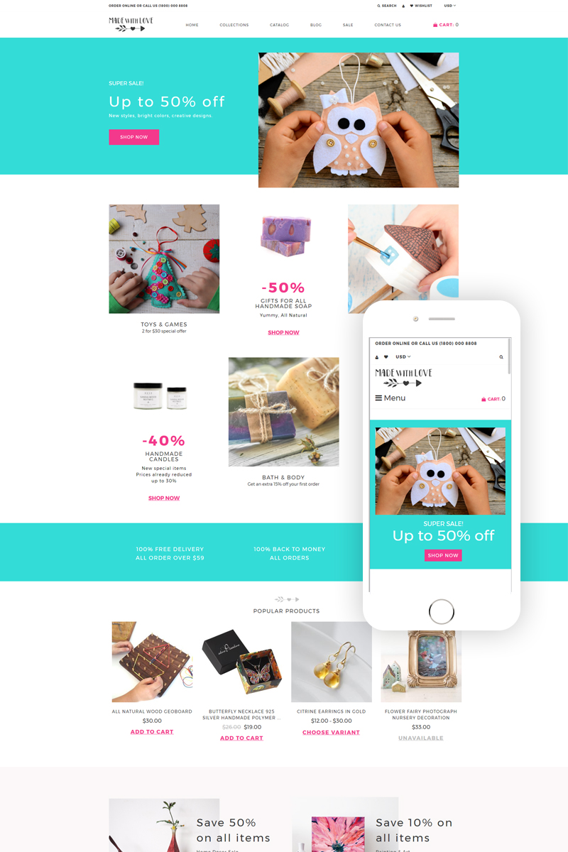 Made with Love - Hobbies & Crafts Creative Shopify Theme