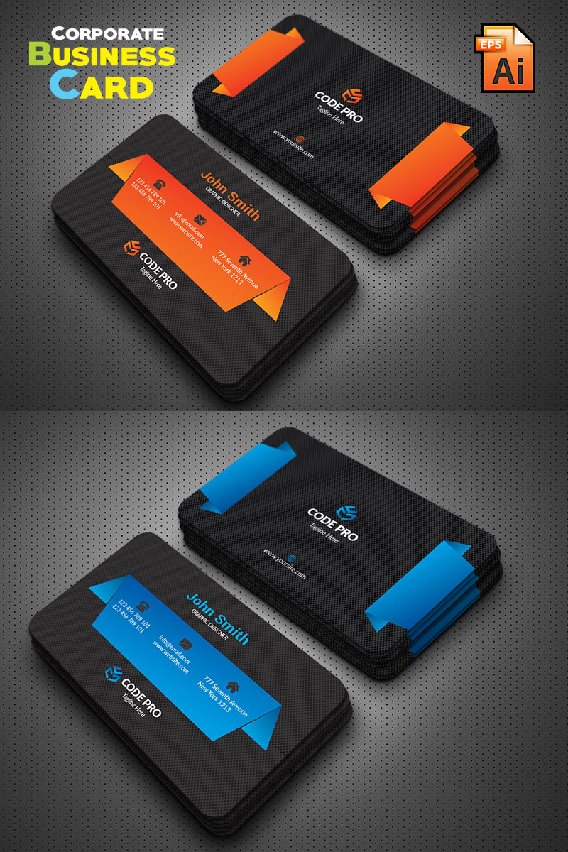 Modern Black & Orange Business Card - Corporate Identity Template
