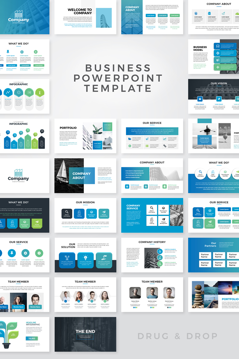Clean Business Presentation PowerPoint template