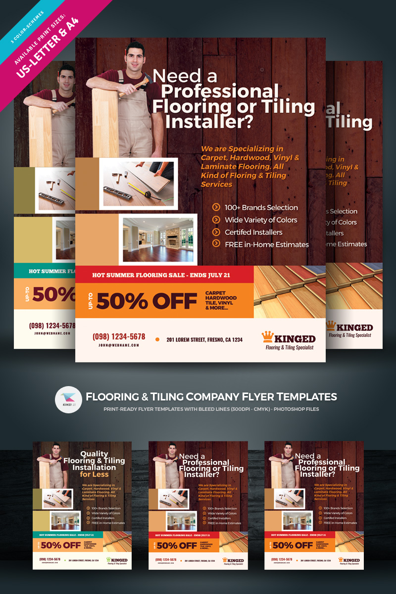 Flooring & Tiling Company Flyer - Corporate Identity Template