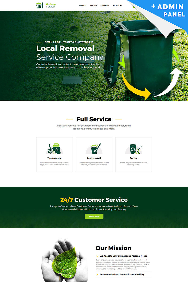 Garbage Services Landing Page Template